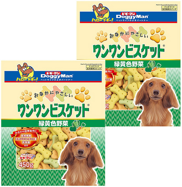 DoggyMan 多格漫 寡糖添加消臭餅乾 犬用, 野菜, 450g, 2包