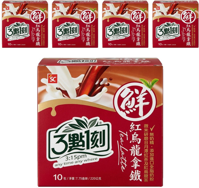 3點1刻 紅烏龍拿鐵, 22g, 10包, 5盒