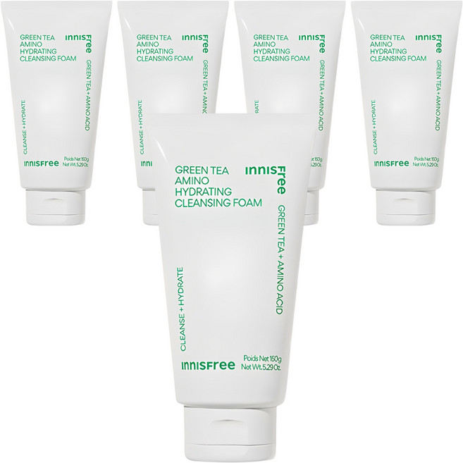 이니스프리 그린티 수분 아미노 클렌징 폼, 150ml, 5개