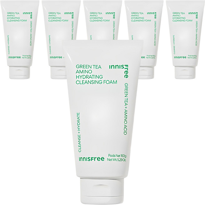 이니스프리 그린티 수분 아미노 클렌징 폼, 150ml, 6개