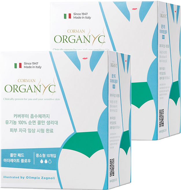 콜만 패드 마더레이트 플로우 생리대, 소형, 10개입, 2개