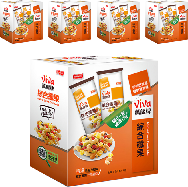 ViVa 萬歲牌 綜合纖果 精選果乾及堅果 綜合營養 一包到位, 5盒