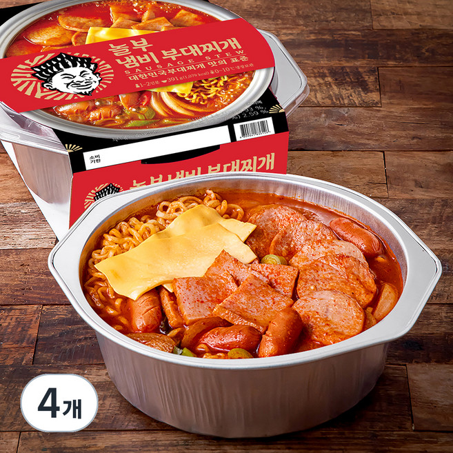 MYCHEF 놀부 냄비 부대찌개 밀키트 1~2인분, 391g, 4개