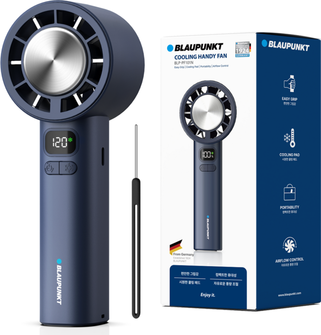블라우풍트 에어튠 120단 펠티어 아이스 쿨링 BLDC 핸디 선풍기, 네이비, BLP-PF101N