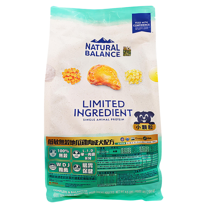 NATURAL BALANCE 成犬 低敏無穀配方 乾飼料, 2.04kg, 1袋, 地瓜雞肉