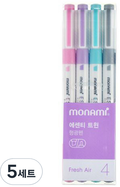 모나미 에센티 트윈 형광펜 4종 세트, 프레쉬에어, 5세트