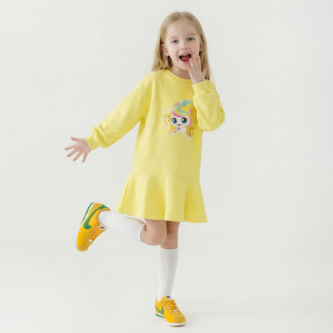 프리미에팜 아동용 캐치 티니핑 프린세스 9부 플레어 원피스