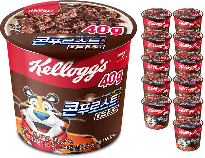 콘푸로스트 다크초코 컵 시리얼, 40g, 12개