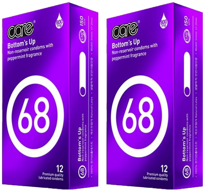 care 바텀업 68 일반형콘돔, 2개, 12개입