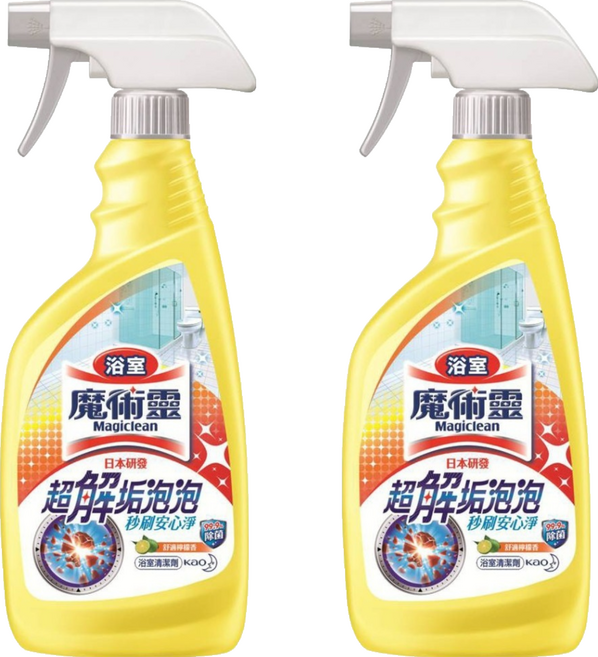 Kao 花王 Magiclean 魔術靈 浴室清潔劑 噴槍瓶 舒適檸檬 台灣公司貨, 500ml, 2瓶
