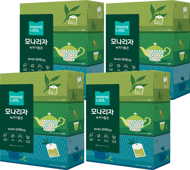 모나리자 녹차가 좋은 미용티슈 2겹 210p, 12개, 210개입