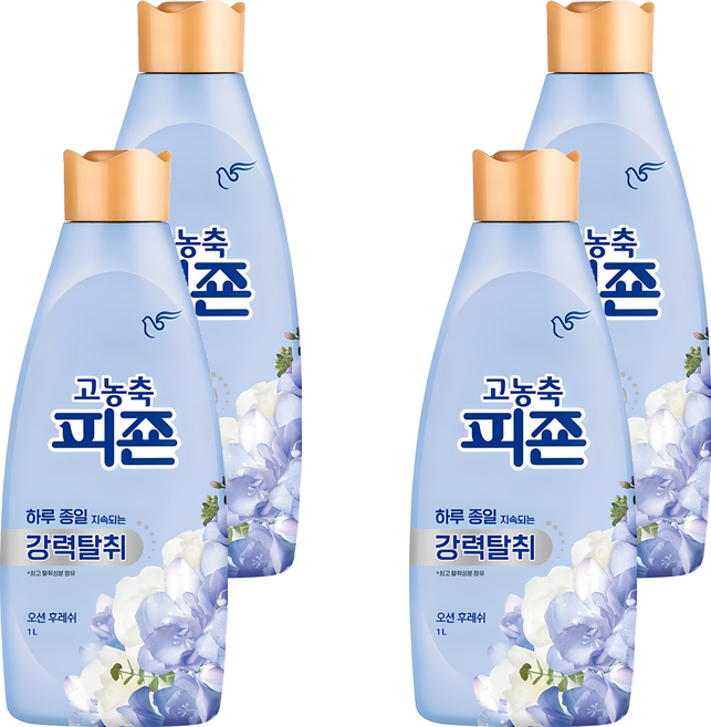 피죤 고농축 강력탈취 오리지널 섬유유연제 오션 후레쉬향 본품, 1L, 4개
