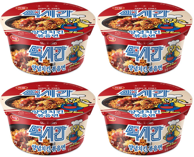 맥시칸 하림 양념치킨 볶음면 127g, 4개