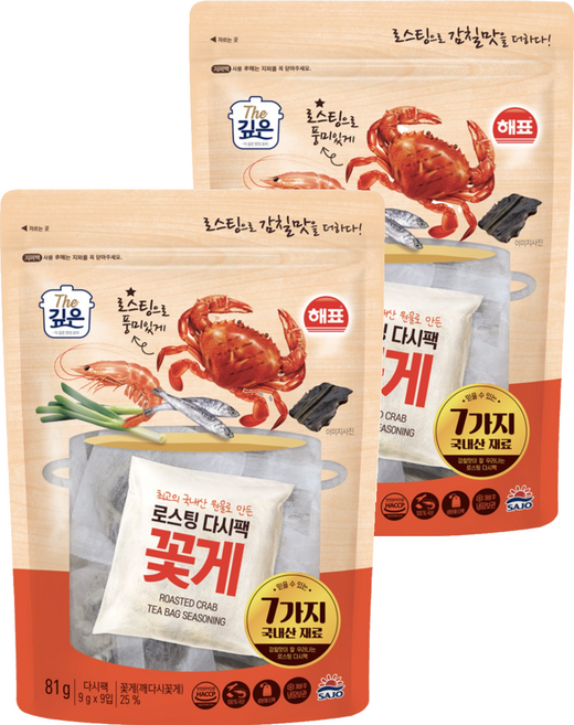 더깊은 로스팅 다시팩 꽃게 9p, 2개, 81g