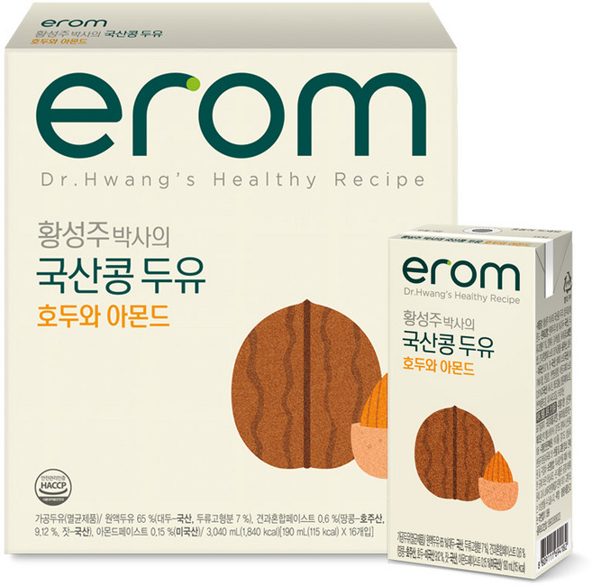 erom 杏仁核桃豆奶, 190ml, 16入