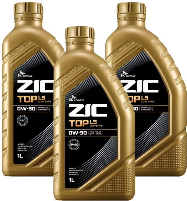 지크 TOP LS 엔진오일, 3개, 0w30, 1L