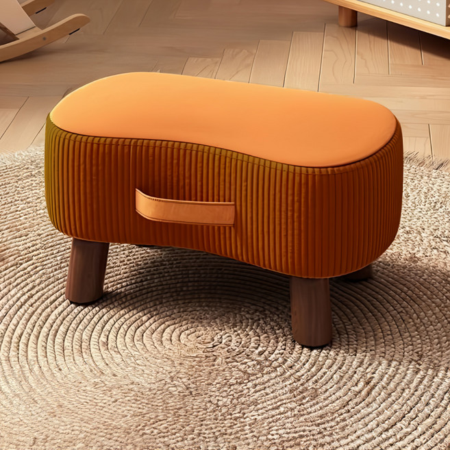 Mega 北歐溫柔拼色絨感矮凳 約40x27x22公分, 橘色, 1個