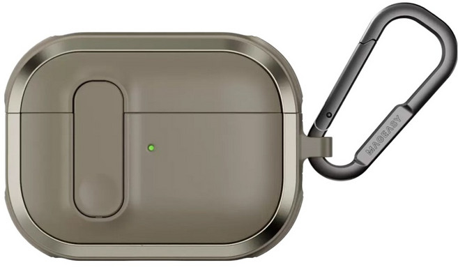 MAGEASY Odyssey 抗衝擊磁扣耳機殼 附金屬扣環, Airpods 4, 金屬沙, 1個