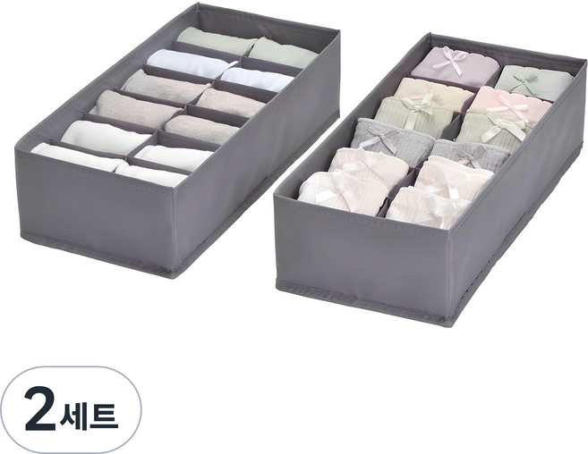 코멧 홈 프리미엄 속옷정리함 12칸 2개입, 그레이, 4개