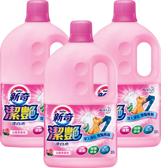 Haiter 新奇 潔豔新型漂白水 深層淨化 增豔煥新 沁雅薔薇香, 2L, 3桶