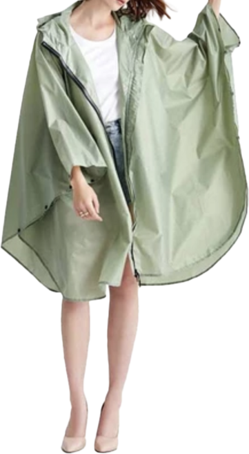 加寬款素面前開一件式斗篷機車雨衣 F0592-L01, 抹茶綠