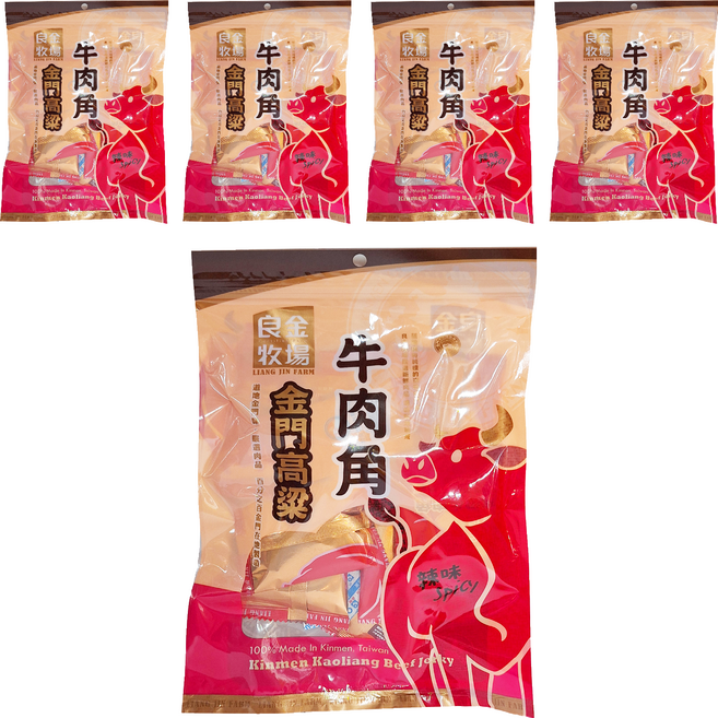 良金牧場 金門高粱 辣味牛肉角, 165g, 5包