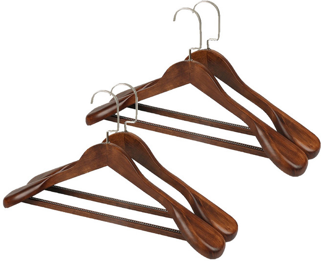포테가르 고급 우드 미끄럼방지 사각막대 옷걸이, 월넛, 4개