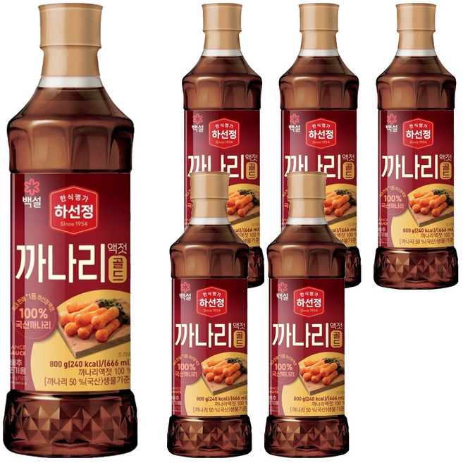 하선정 까나리액젓 골드, 800g, 6개