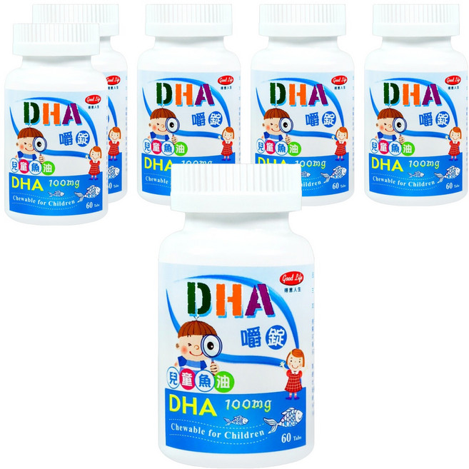 good Life 得意人生 兒童DHA魚油嚼錠, 60顆, 800mg, 6罐