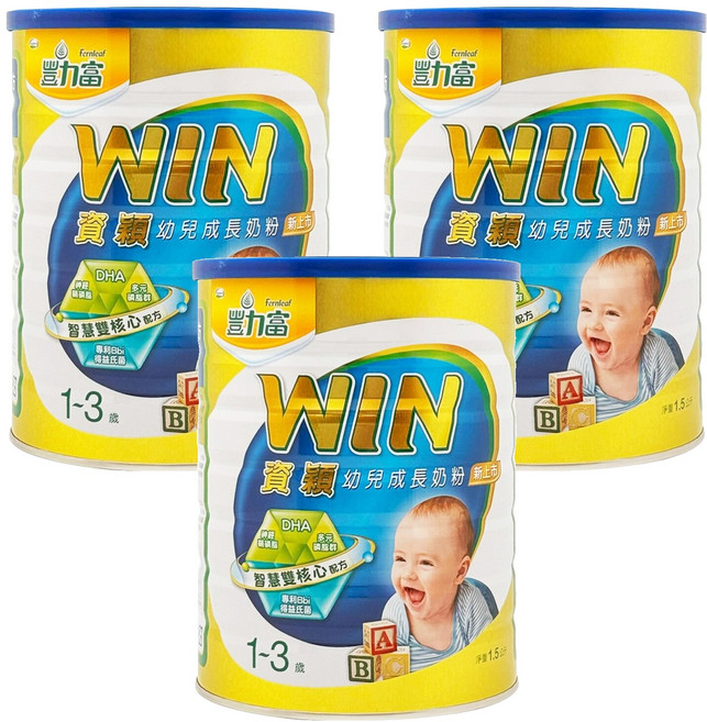 Fernleaf 豐力富 WIN 3號資穎幼兒成長奶粉 1~3歲, 1.5kg, 3罐