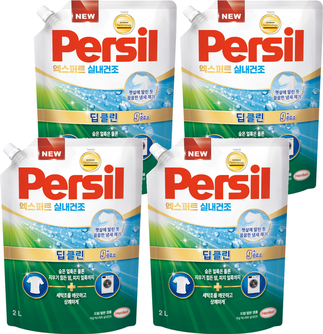 퍼실 엑스퍼트 실내건조 액상세제 리필, 2L, 1개입, 4개