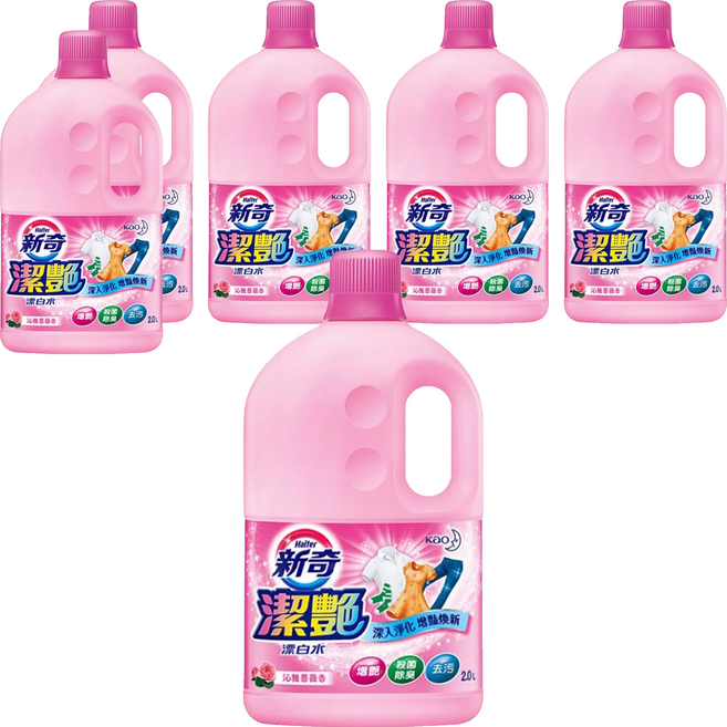 Haiter 新奇 台灣公司貨 潔豔新型漂白水 沁雅薔薇香, 2L, 6桶