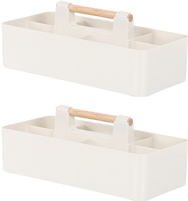 Seondong Sangsa 木柄收納籃, 乳白色, 2個