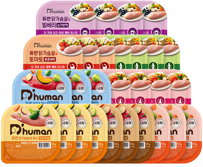 듀먼 전연령용 강아지 종합 8종 버라이어티 화식사료, 혼합맛, 50g, 28개