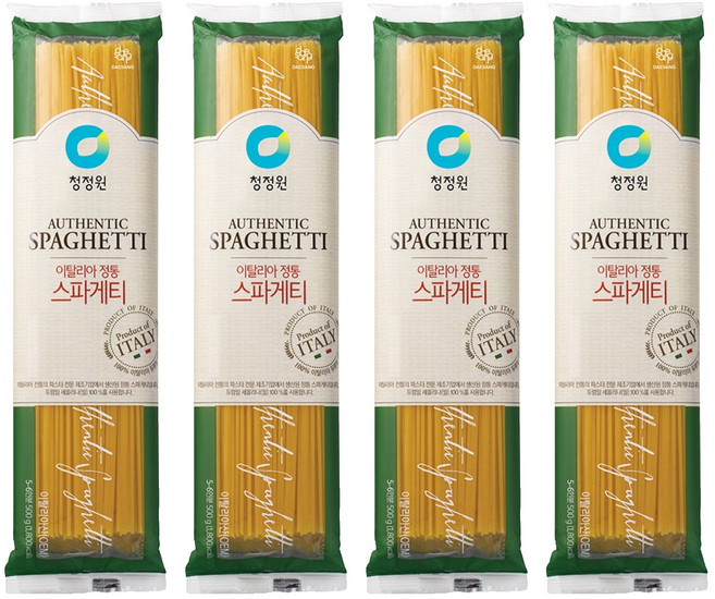 청정원 이탈리아 정통 스파게티면, 500g, 4개