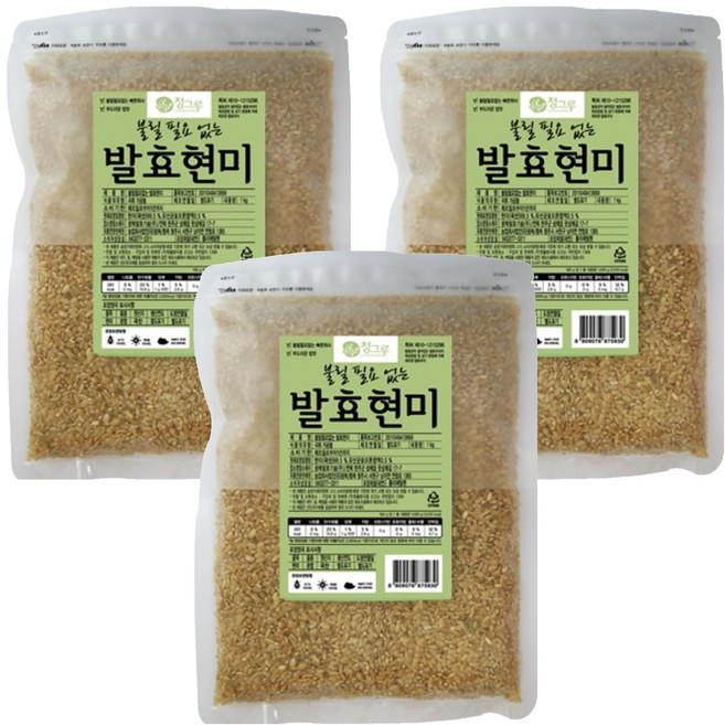 청그루 불릴 필요 없는 발효현미, 1kg, 3개