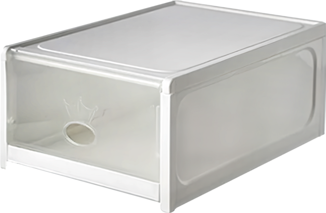 可視掀蓋自動抽拉式鞋盒, 白色, 1組