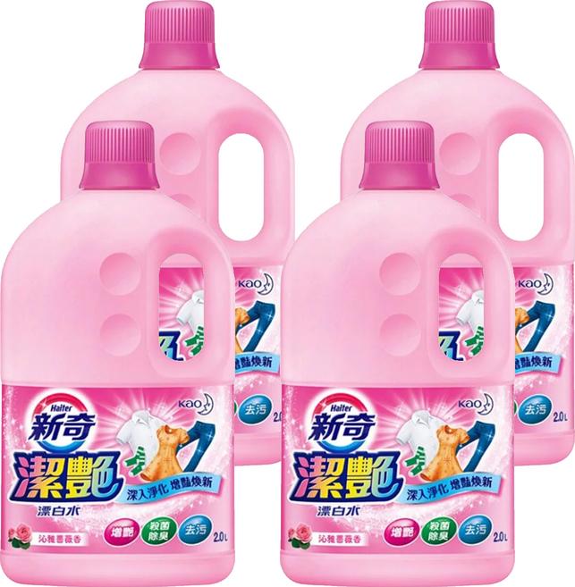Haiter 新奇 潔豔新型漂白水 深層淨化 增豔煥新 沁雅薔薇香, 2L, 4桶