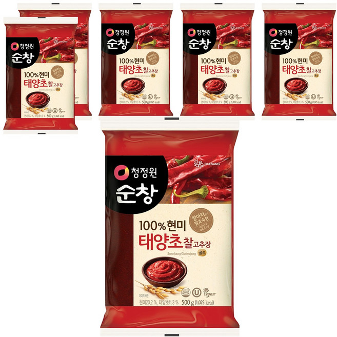 청정원순창 찰 고추장 비닐, 500g, 6개