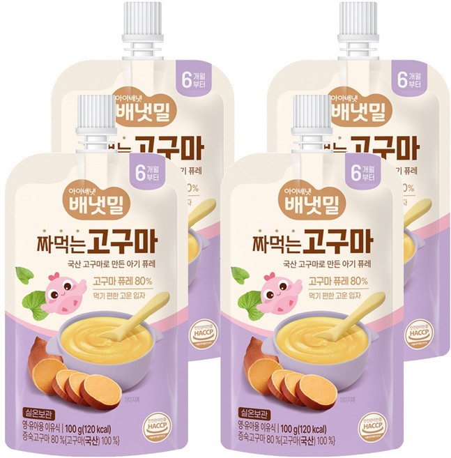 배냇밀 짜먹는 이유식, 고구마맛, 100g, 4개