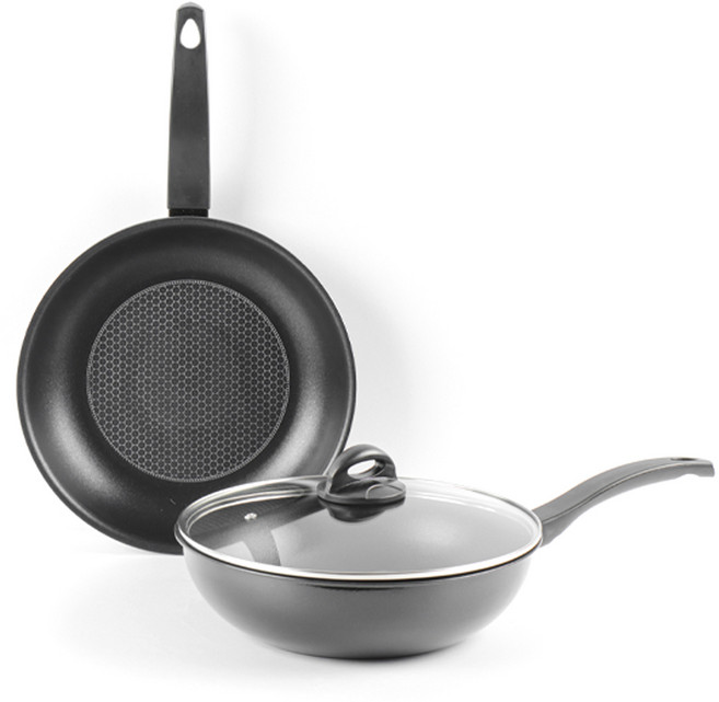 홈파워 셰프스타 프라이팬 세트 3개, 블랙, 프라이팬 28cm + 궁중팬 28cm + 유리뚜껑 28cm, 1세트