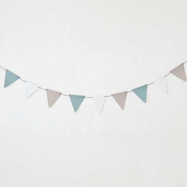 DECOTONIK 派對皮革三角拉旗, 薄荷色+白色+淺棕色