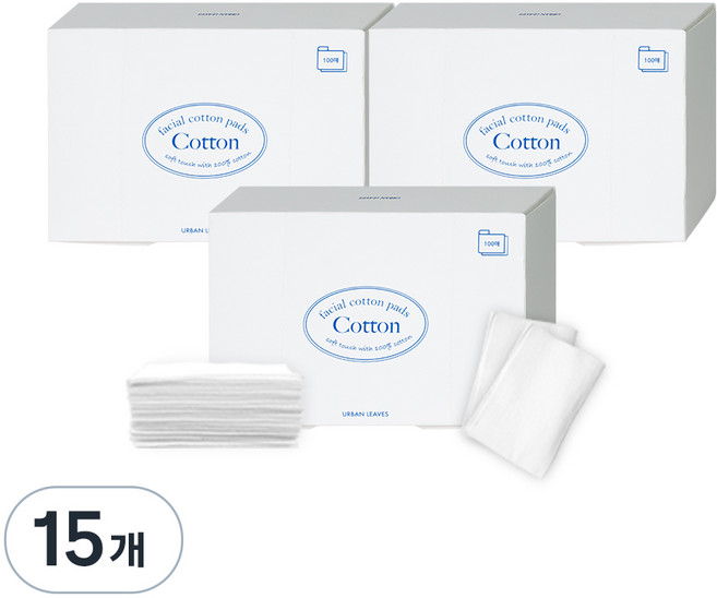 어반리브즈 순수함에반하솜 티슈형 화장솜, 100개입, 15개