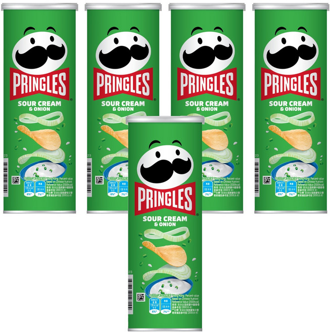 PRINGLES 品客 洋芋片 香濃洋蔥口味 酥脆口感, 102g, 5罐