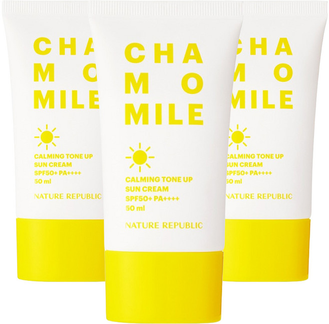 네이처리퍼블릭 캐모마일 카밍 톤업 선크림 SPF50+ PA++++, 50ml, 3개