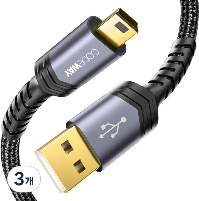 코드웨이 USB A to 미니5핀 외장하드 케이블, 3개, 1m