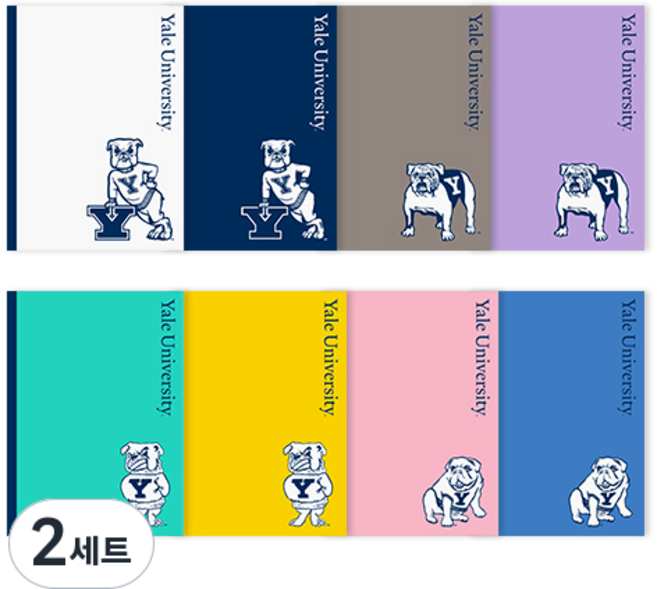 Blue Rabbit YALE Open 韓國製造 吉祥物橫線筆記本 8件組, 混合色, 2套