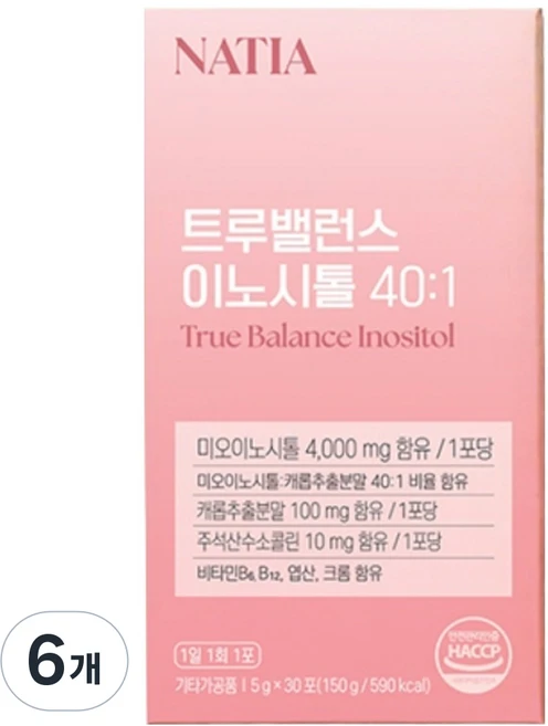 에이치엘비 나티아 트루밸런스 이노시톨 40 : 1 30p, 150g, 6개 - 쿠팡