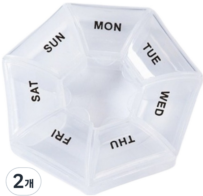 휴올리 휴대용 일주일 알약 케이스 화이트, 2개