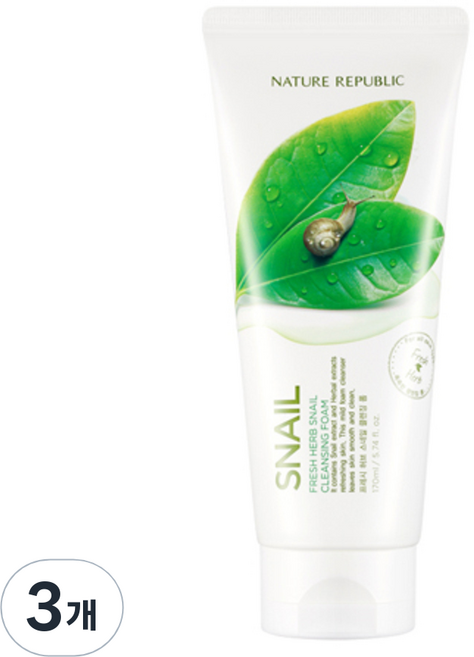 네이처리퍼블릭 프레시 허브 스네일 클렌징 폼, 170ml, 3개